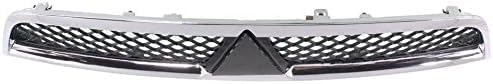 Front Grille Assembly Chrome Shell With Primed Insert Plastic Direct Replacement Compatible With 2008-2015 Mitsubishi Lancer MI1200255 7450A093