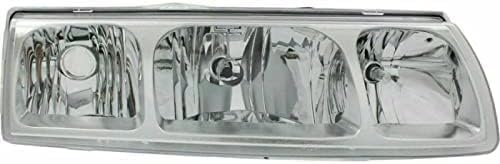 Set Of 2 Front Head Light Assembly Halogen Chrome Interior Left Driver & Right Passenger Side Direct Replacement Compatible With 2005 Saturn Vue GM2502253 GM2503253 22730381 22730382