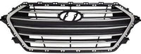 Front Grille Painted Silver Shell With Black Insert Plastic Direct Replacement Compatible With 2017-2018 Hyundai Elantra HY1200204 86350F3000