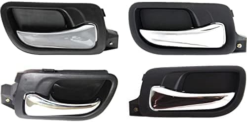 Front & Rear Interior Door Handles Bezel with Chrome Lever Plastic Right Passenger & Left Driver Side Direct Replacement Compatible with 2003-2007 Honda Accord HO1353132 HO1352132