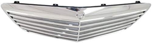 Front Grille Assembly Chrome Shell With Painted Gray Insert Plastic Direct Replacement Compatible With 2007-2009 Mercedes Benz E-Class MB1200147 21188017837246