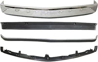 Front Bumper Chrome Steel With Pad Holes + Center Filler + Lower Valance Air Deflector + Molding Impact Strip Direct Replacement Compatible With 1994-2002 Chevrolet/GMC C/K-Series