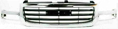Front Bumper Steel With Brackets+ Grille Chrome + Lower Valance + Head Lights & Park Lamps Left and Right Side Direct Replacement Compatible With 2003-2006 GMC Sierra 1500