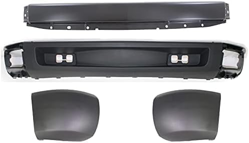 Front Bumper Primed Steel + Lower Valance Air Deflector + End Caps Left Driver & Right Passenger Side Direct Replacement Compatible With 2007-2013 Chevrolet Silverado 1500 GM1002828