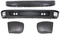 Front Bumper Primed Steel + Lower Valance Air Deflector + End Caps Left Driver & Right Passenger Side Direct Replacement Compatible With 2007-2013 Chevrolet Silverado 1500 GM1002828