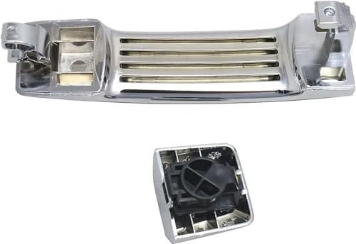 Front Exterior Door Handle + Cap Chrome Plastic Without Keyhole Right Passenger Side Direct Replacement Compatible with 2004-2018 Nissan Titan FDH010268 80646ZC00A