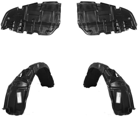 Front Engine Splash Shield Under Covers + Fender Liners Left Driver & Right Passenger Side Direct Replacement Compatible With 2009 Lexus ES350 LX1228105 LX1228106 LX1250116 LX1251116