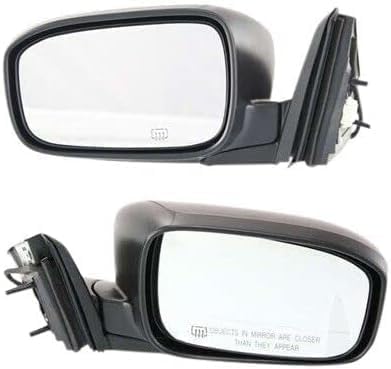 Set Of 2 Front Power Mirror Manual Folding Heated Primed Plastic Right Passenger & Left Driver Side Direct Replacement Compatible With 2003-2007 Honda Accord HO1320240 HO1321240