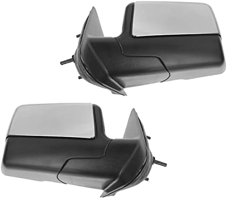Set of 2 Front Mirror Manual Folding Non-Heated Chrome Plastic Right Passenger & Left Driver Side Direct Replacement Compatible With 2006-2011 Ford Ranger FO1320315 FO1321315