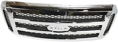 Front Grille Chrome Shell & Painted Gray Insert Direct Replacement Compatible With 2005 Ford Excursion / 2005-2007 F-Series Super Duty FO1200456 5C3Z8200BAA