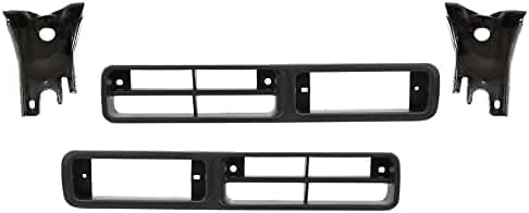 Front Bumper Brackets + Fog Light Molding Bezels Primed Left Driver & Right Passenger Side Direct Replacement Compatible With 1995-1997 Nissan Pickup