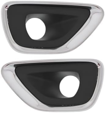Set Of 2 Front Fog Light Molding Primed With Chrome Trim Left Driver & Right Passenger Side Direct Replacement Compatible With 2014-2016 Jeep Grand Cherokee CH1039147 CH1038147
