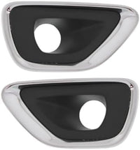 Set Of 2 Front Fog Light Molding Primed With Chrome Trim Left Driver & Right Passenger Side Direct Replacement Compatible With 2014-2016 Jeep Grand Cherokee CH1039147 CH1038147