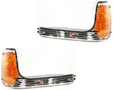 Set Of 2 Front Park Light Lens And Housing Left Driver & Right Passenger Side Direct Replacement Compatible With 1992-2000 GMC Yukon GM2520183 GM2521183 15763595 15763596