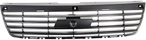 Front Bumper Upper & Lower Grille Primed Shell And Insert Plastic Direct Replacement Compatible With 2006-2008 Chevrolet Malibu GM1200537 GM1200558 15266333 15266336