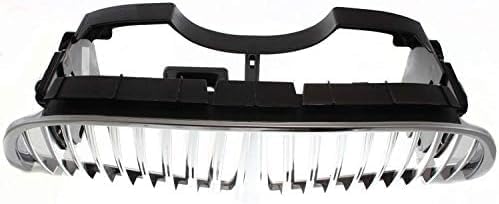Front Grille Chrome Shell With Silver Insert Direct Replacement Compatible With 1998-2002 Lincoln Town Car FO1200349 XW1Z8200AA