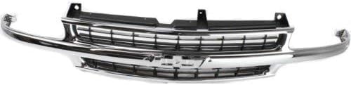 Front Grille Chrome Shell With Cross Bar Insert Direct Replacement Compatible With 2000-2006 Chevrolet Tahoe/Chevrolet Suburban GM1200442 88968934