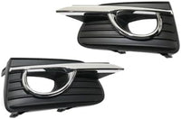 Set Of 2 Front Fog Light Molding Primed With Chrome Trim Plastic Left Driver & Right Passenger Side Direct Replacement Compatible 2014-2017 Infiniti Q50 IN1039105 IN1038105