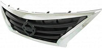 Front Grille Assembly Chrome Shell With Primed Insert Plastic Direct Replacement Compatible With 2015-2019 Nissan Versa NI1200261 623109KM0D 623109KM0A