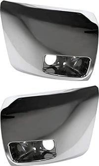 Front Bumper End Caps Chrome With Fog Lights Assembly Plastic Left Driver & Right Passenger Side Direct Replacement Compatible With 2007-2013 Chevrolet Silverado 1500