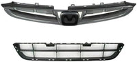 Front Upper Textured + Lower Primed Grille Direct Replacement Compatible With 2006-2007 Honda Accord HO1200179 HO1036101 71121SDAA10ZA 71102SDAA00