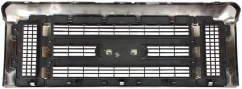 Front Bumper Steel + Grille Chrome Shell With Painted Gray Insert + Lower Valance Textured Direct Replacement Compatible With 2008-2019 Ford Econoline Van