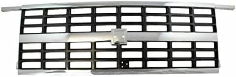 Front Grille Chrome Shell And Argent Insert Direct Replacement Compatible With 1989-1991 Chevrolet Suburban GM1200169 15628796