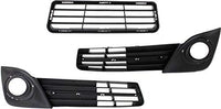 Front Bumper Lower Grille Textured + Fog Light Molding Bezels Textured Left Driver & Right Passenger Side Direct Replacement Compatible With 2012-2014 Toyota Camry TO1036129 TO1039149