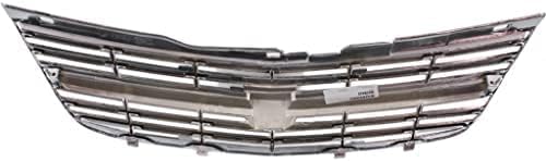 Front Grille Assembly Painted Dark Gray Shell And Insert With Chrome Center Bar Direct Replacement Compatible With 2000-2004 Chevrolet Impala GM1200428 10289769
