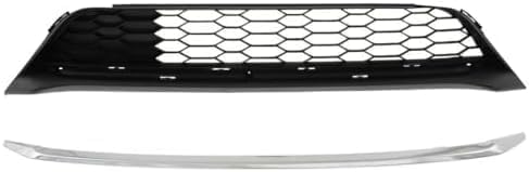 Set Of 2 Front Bumper Lower Grille Textured + Molding Chrome Direct Replacement Compatible With 2016-2017 Honda Accord HO1036126 HO1044106 71151T2FA51 71152T2FA50