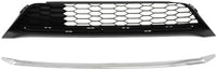 Set Of 2 Front Bumper Lower Grille Textured + Molding Chrome Direct Replacement Compatible With 2016-2017 Honda Accord HO1036126 HO1044106 71151T2FA51 71152T2FA50