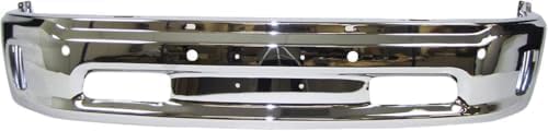 Front Bumper Chrome Steel + Upper Cover Primed + Lower Valance Air Dam Textured + Fog Lamps Left Driver & Right Passenger Side Direct Replacement Compatible With 2014-2022 Ram 1500
