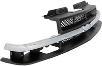 Front Grille Primed Mesh Insert With Chrome Center Bar Plastic Direct Replacement Compatible With 1998-2004 Chevrolet S10 / 1998-2005 Blazer GM1200419 15048519