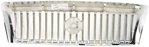 Front Grille Assembly Chrome Plastic Shell And Insert Direct Replacement Compatible With 2006-2011 Mercury Grand FO1200490 6W3Z8200AA