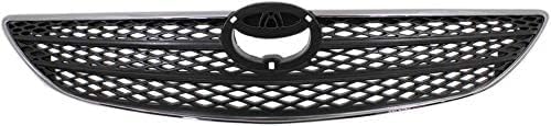 Front Grille Assembly Chrome Shell & Painted Silver Insert Plastic Direct Replacement Compatible With 2002-2004 Toyota Camry TO1200237 53101AA030