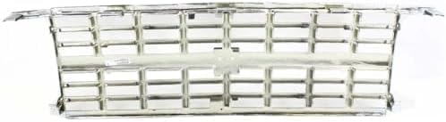 Front Grille Assembly Chrome Shell And Painted Gray Insert Plastic Direct Replacement Compatible With 1992-1996 Chevrolet G-Series Van GM1200241