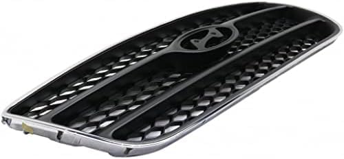 Front Grille Chrome Shell With Painted Silver Black Insert Plastic Direct Replacement Compatible With 2007-2009 Hyundai Santa Fe HY1200146 865602B010
