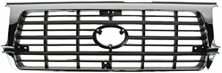 Front Grille Assembly Chrome Shell With Painted Dark Argent Insert Direct Replacement Compatible With 1995-1997 Toyota Land Cruiser TO1200207 5310160130