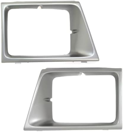 Set Of 2 Front Headlight Door Bezel Argent Plastic Right & Left Side Direct Replacement Compatible With 1992-1996 Ford E-Series Econoline Van FO2513141 FO2512141 F2UZ13064A F2UZ13064B