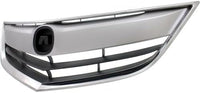 Front Grille Chrome Shell With Primed Insert Plastic Direct Replacement Compatible With 2013-2015 Acura ILX AC1200117 71121TX6A11-PFM