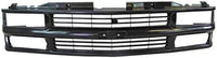 Front Grille Primed Shell & Cross Bar Insert With Dual Beam Headlamp + Bumper Center Filler Direct Replacement Compatible With 1994-2000 Chevrolet / 1994-1999 Suburban C-K Series