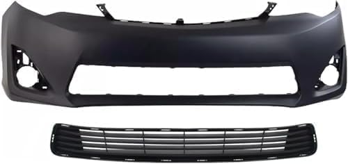 Front Bumper Cover Primed + Grille Textured Direct Replacement Compatible With 2012-2014 Toyota Camry TO1000378 TO1036128 5211906974 5311206200