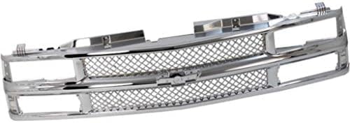 Front Grille Mash Chrome Shell & Insert Direct Replacement Compatible With 1994-2000 Chevrolet C/K Series/Tahoe 15981092-PFM