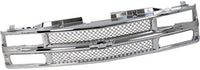 Front Grille Mash Chrome Shell & Insert Direct Replacement Compatible With 1994-2000 Chevrolet C/K Series/Tahoe 15981092-PFM