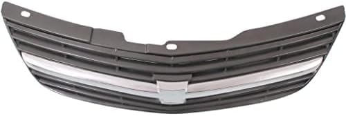 Front Grille Assembly Painted Dark Gray Shell And Insert With Chrome Center Bar Direct Replacement Compatible With 2000-2004 Chevrolet Impala GM1200428 10289769