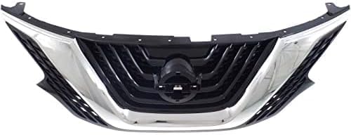 Front Grille Chrome Shell With Primed Insert Plastic Direct Replacement Compatible With 2015-2018 Nissan Murano NI1200278 623109UA8A