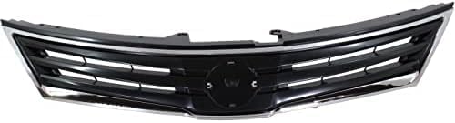 Front Grille Chrome Shell & Primed Insert Direct Replacement Compatible With 2010-2012 Nissan Versa NI1200242 62310ZW80A