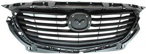 Front Grille Assembly Textured Gray Shell and Insert Plastic Direct Replacement Compatible With 2016-2020 Mazda CX-3 MA1200206 D10J50710H