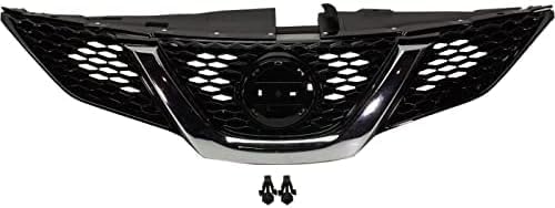 Front Grille Primed With Chrome Molding Plastic Direct Replacement Compatible With 2017 Nissan Rogue Sport NI1200288 623106MG0A