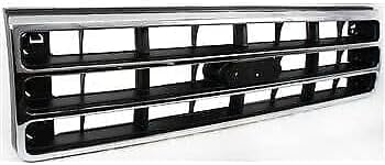 AUTOS PARTS PLUS Front Grille Chrome Shell With Primed Dark Argent Insert Direct Replacement Compatible With Ford F-Series 1989-1991 FO1200141 E9TZ8200A